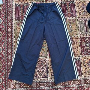 Navy Blue Track Pants with White Stripes
